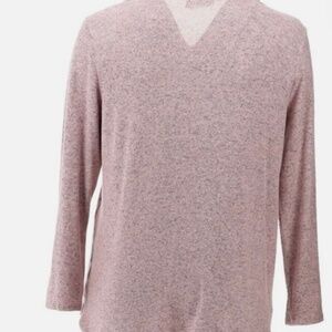 Nina Leonard Women’s Set Pullover V-Neck Top Tapered Bottom Space Dyed Blush XS